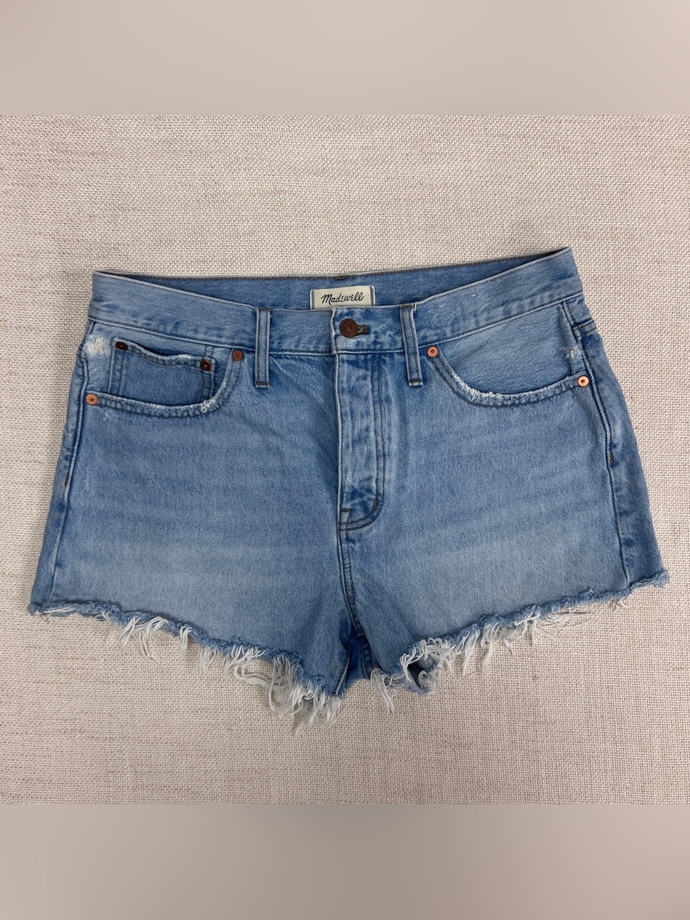 Madewell Relaxed Denim Shorts Women's Size 29 Light Wash Cut-Off Button Fly